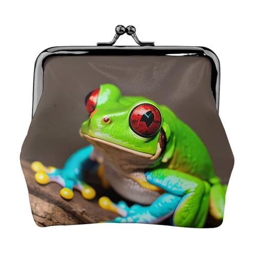 Red Eyes Tree Frogs Print Portable Women Coin Purse Cute Mini Zipper Wallet with Kiss Lock Credit Cards von CADREWY