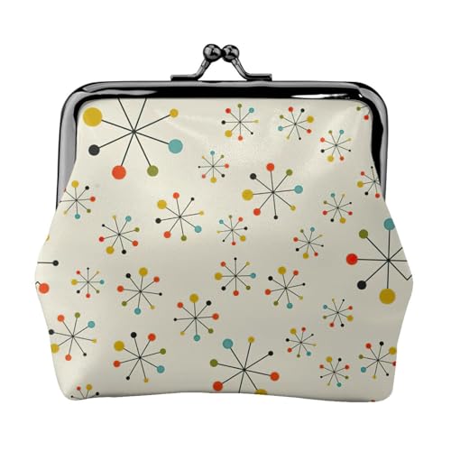 Retro Modern Print Portable Women Coin Purse Cute Mini Zipper Wallet with Kiss Lock Credit Cards, Black, One Size von CADREWY