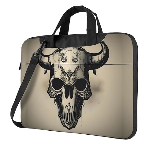 Runner Bull, Totenkopf-Druck, schützende Laptoptasche, vielseitige Taschen, Computertasche, weich, für Damen und Herren, Schwarz, 13 inch von CADREWY