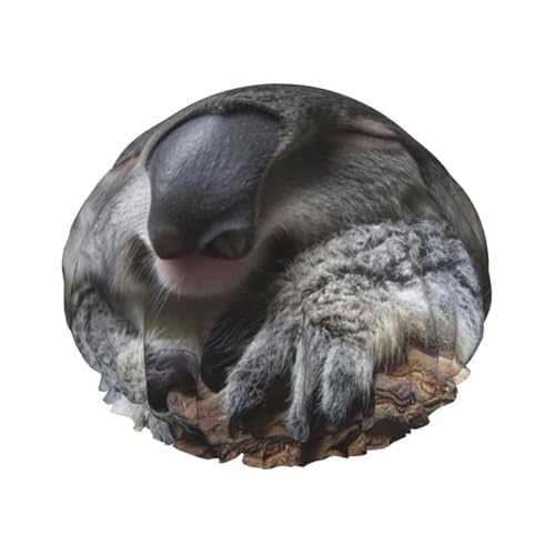 Schlafende Koala-Kappe, bedruckt, leichte Mütze, geeignet für Frauen mit langen Haaren, weicher Duschhut von CADREWY