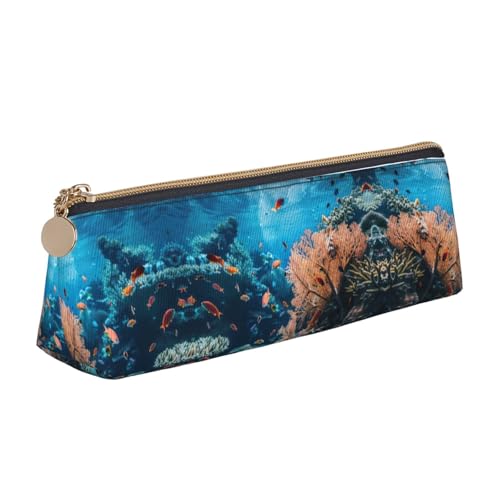 Schlankes Federmäppchen mit Korallenriff-Aufdruck, großes Fassungsvermögen, 21,6 x 5,6 x 6,1 cm, dreieckiger Stifthalter mit Reißverschluss von CADREWY