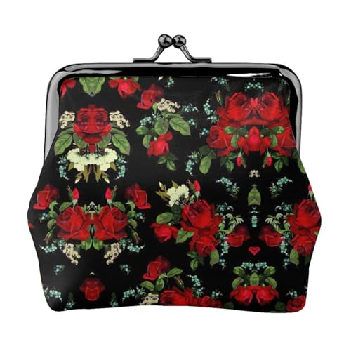 Schöne Rose Geschenk Druck Tragbare Frauen Münzbörse Niedlich Mini Reißverschluss Geldbörse mit Kiss Lock Kreditkarten, Schwarz, Einheitsgröße von CADREWY