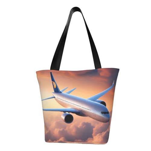 Schöne Schultertasche mit Himmelsflugzeug-Druck, bequeme Sommer-Handtasche, Reisen, Strand, Arbeit, täglicher Gebrauch, vielseitiges Tragen von CADREWY