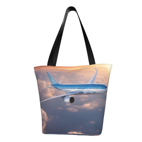 Schöne Schultertasche mit Himmelsflugzeug-Druck, bequeme Sommer-Handtasche, Reisen, Strand, Arbeit, täglicher Gebrauch, vielseitiges Tragen von CADREWY