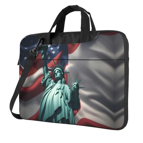 Schutzhülle für Laptop, Motiv: Freiheitsstatue, Flagge, vielseitig, weich, für Damen und Herren, Schwarz, 13 inch von CADREWY