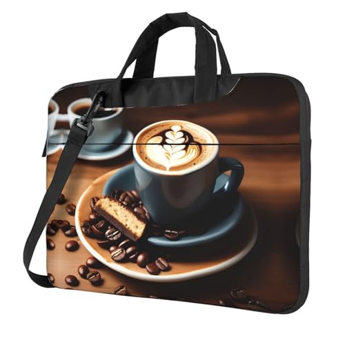 Schutzhülle für Laptops mit köstlichem Kaffee-Aufdruck, vielseitige Taschen, Computertasche, weich, für Damen und Herren, Schwarz, 13 inch von CADREWY