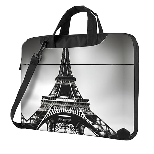 Schwarze Laptoptasche, Motiv: Paris Eiffelturm, vielseitig, weich, für Damen und Herren, einzigartig, Schwarz, 13 inch von CADREWY