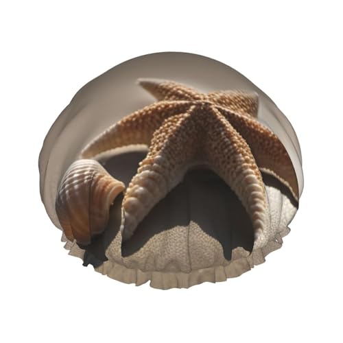 Seestern Muschel Sandstrand Druck Duschhaube Leichter Hut geeignet für Frauen mit langen Haaren weicher Duschhut von CADREWY