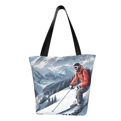 Ski-Theme02, bequeme Schultertasche, Sommerhandtasche, Reisen, Strand, Arbeit, täglicher Gebrauch, vielseitiges Tragen von CADREWY