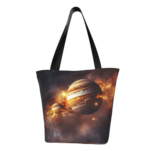 Sonnensystem Jupiter Saturn Print Bequeme Schultertasche Sommer Handtasche Reise Strand Arbeit Alltag Vielseitig Tragen von CADREWY