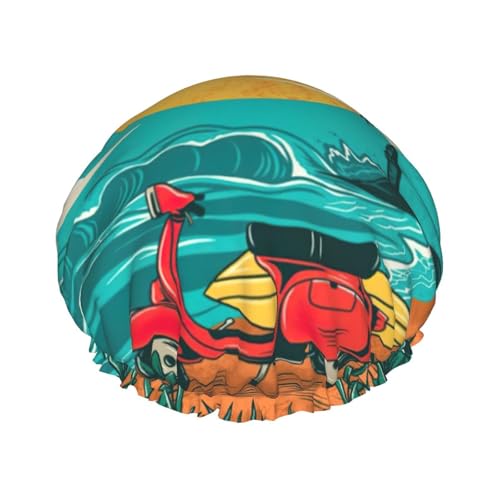 Sonnenuntergang Strand Palme Druck Duschhaube Leichter Hut geeignet für Frauen mit langen Haaren weicher Duschhut von CADREWY