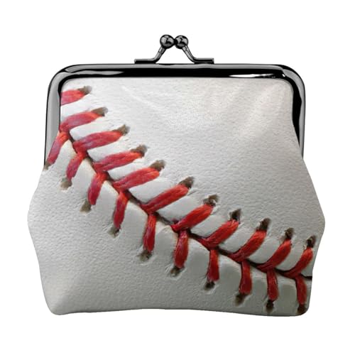 Sportball Baseball Print Tragbare Damen Münzbörse Niedlich Mini Reißverschluss Geldbörse mit Kiss Lock Kreditkarten Schwarz, Einheitsgröße von CADREWY