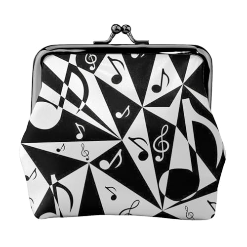 Stilvolle Geldbörse mit Musiknotenmuster, tragbar, Damen, Münzbörse, niedlich, Mini-Reißverschluss, Geldbörse mit Kussverschluss, Kreditkarten, Schwarz, Einheitsgröße von CADREWY