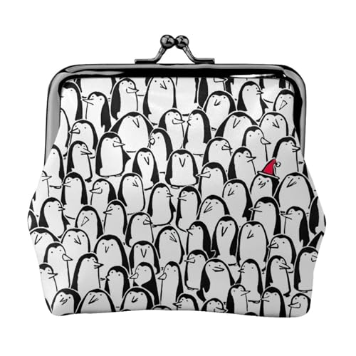 Stilvolle Pinguin-Masse bedruckt, tragbare Damen-Münzgeldbörse, niedliche Mini-Geldbörse mit Reißverschluss und Kuss-Lock-Kreditkarten von CADREWY