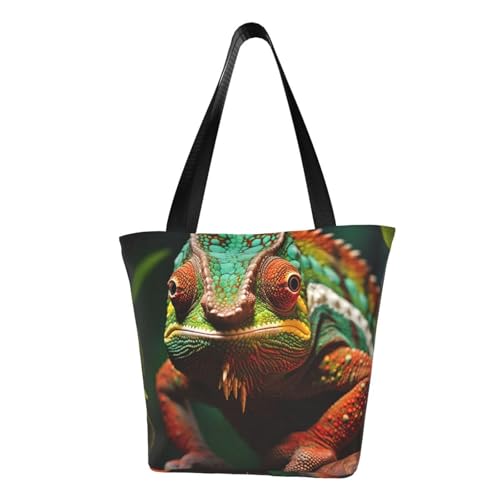 Süße Chamäleon-Druck, bequeme Schultertasche, Sommerhandtasche, Reisen, Strand, Arbeit, täglicher Gebrauch, vielseitiges Tragen von CADREWY