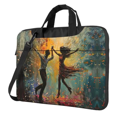 Tanzen mit Musik-Druck, schützende Laptoptasche, vielseitige Taschen, Computertasche, weich, für Damen und Herren, Schwarz, 13 inch von CADREWY