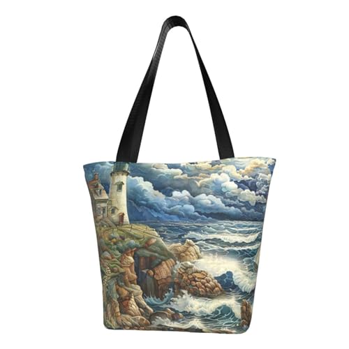 The Seaside Lighthouse Print Bequeme Schultertasche Sommer Handtasche Reise Strand Arbeit Alltag Vielseitig Tragen von CADREWY