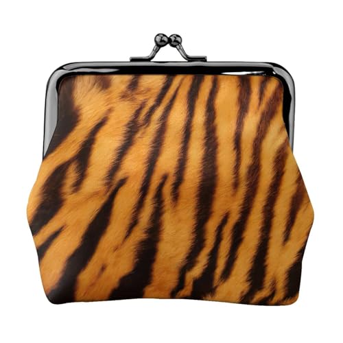 Tiger Striped Pattern Print Portable Women Coin Purse Cute Mini Zipper Wallet with Kiss Lock Credit Cards, Black, One Size von CADREWY