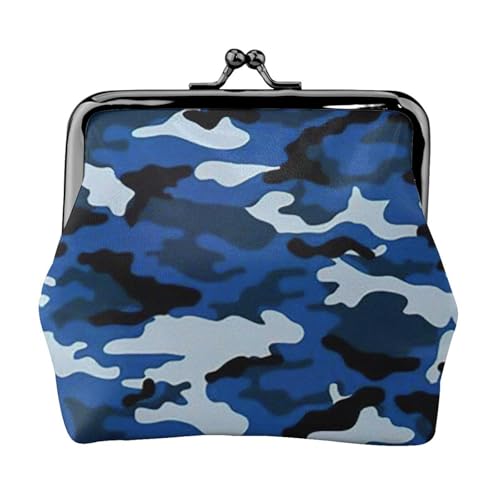 Tragbare Damen-Münzgeldbörse, niedlich, Mini-Reißverschluss, mit Kussverschluss, Blau von CADREWY