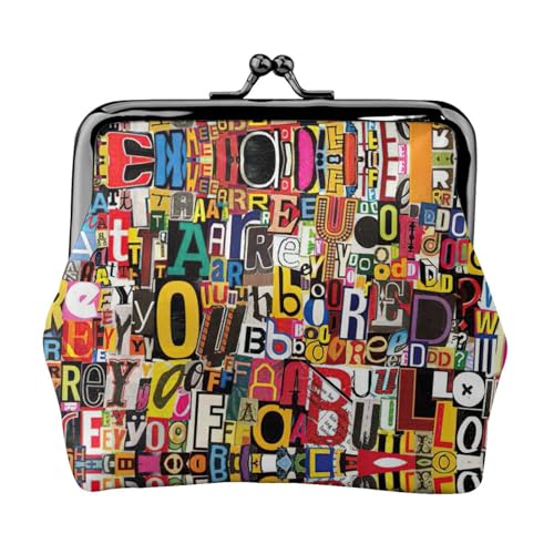 Tragbare Damen-Münzgeldbörse mit Buchstaben- und Zahlenaufdruck, niedlich, Mini-Reißverschluss-Geldbörse mit Kussschloss, Kreditkarten, Schwarz, Einheitsgröße von CADREWY