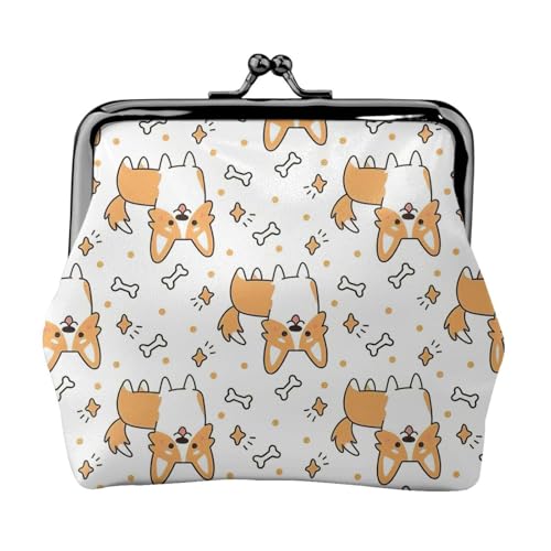 Tragbare Damen-Münzgeldbörse mit Hundemotiv, niedlich, Mini-Reißverschluss, mit Kussverschluss, Kreditkarten von CADREWY