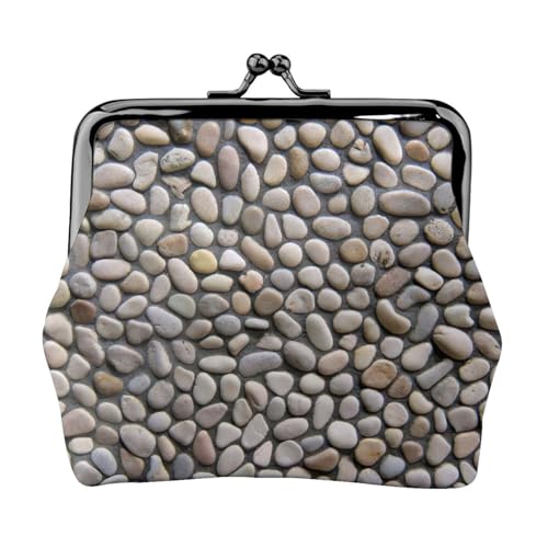 Tragbare Damen-Münzgeldbörse mit Kieselstein-Druck, niedlicher Mini-Reißverschluss, mit Kuss-Lock-Kreditkarten von CADREWY