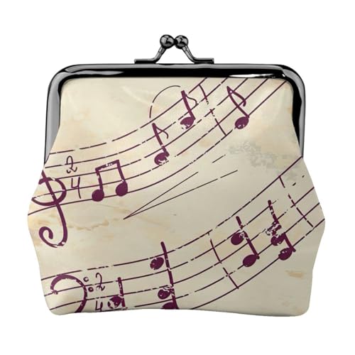 Tragbare Damen-Münzgeldbörse mit Musiknoten-Blumendruck, niedlicher Mini-Reißverschluss, mit Kuss-Lock-Kreditkarten von CADREWY