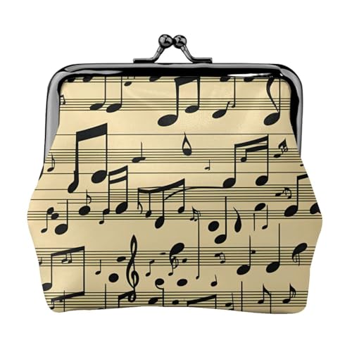 Tragbare Damen-Münzgeldbörse mit Musiknoten-Druck, niedlich, Mini-Reißverschluss, mit Kuss-Lock-Kreditkarten, Schwarz, Einheitsgröße von CADREWY