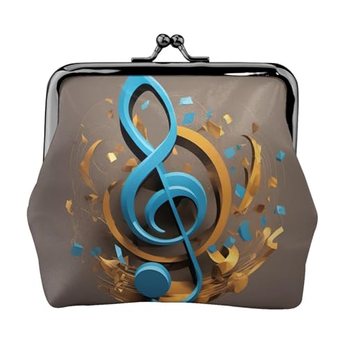 Tragbare Damen-Münzgeldbörse mit Musiknoten-Druck, niedlich, Mini-Reißverschluss, mit Kussverschluss, Kreditkarten, Schwarz, Einheitsgröße von CADREWY