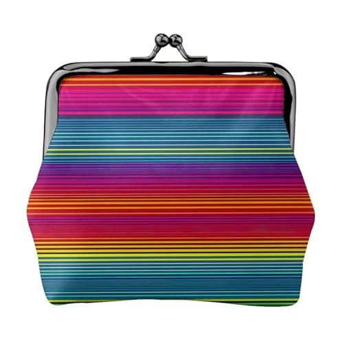 Tragbare Damen-Münzgeldbörse mit Regenbogen-Muster, niedlich, Mini-Reißverschluss, mit Kuss-Lock-Kreditkarten von CADREWY