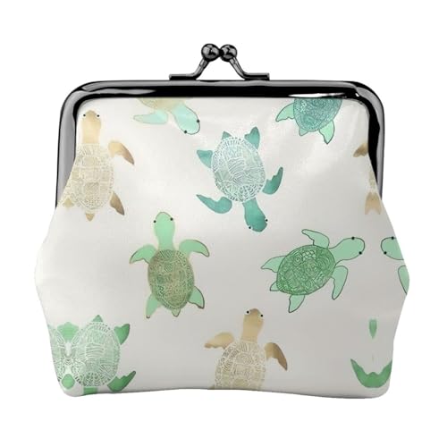 Tragbare Damen-Münzgeldbörse mit Schildkröten-Motiv, niedlich, Mini-Reißverschluss, mit Kussverschluss, Kreditkarten von CADREWY