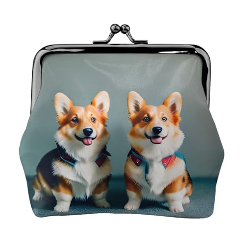 Trage Kleidung Niedlicher Corgi Hund Druck Tragbare Frauen Münzbörse Niedlich Mini Reißverschluss Geldbörse mit Kussschloss Kreditkarten von CADREWY