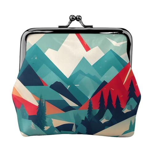 Travel Mountain Scenery Print Portable Women Coin Purse Cute Mini Zipper Wallet with Kiss Lock Credit Cards, Black, One Size von CADREWY