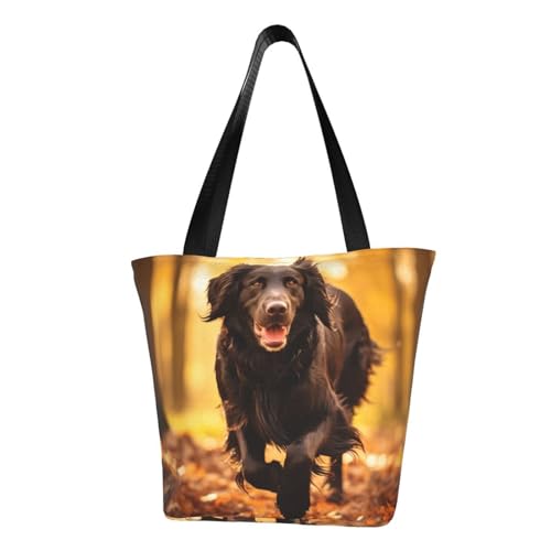 Trotting flache beschichtete Retriever-Pfoten-Druck, bequeme Umhängetasche, Sommerhandtasche, Reisen, Strand, Arbeit, täglicher Gebrauch, vielseitig tragbar von CADREWY