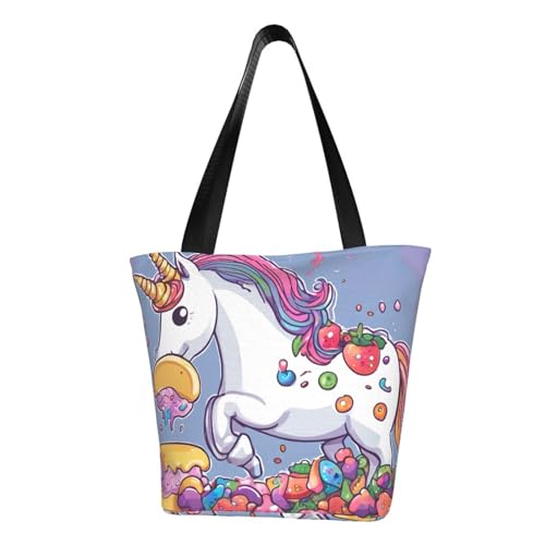 Unicorn Food04 Bedruckte bequeme Schultertasche Sommer Handtasche Reise Strand Arbeit Alltag Vielseitig Tragen von CADREWY