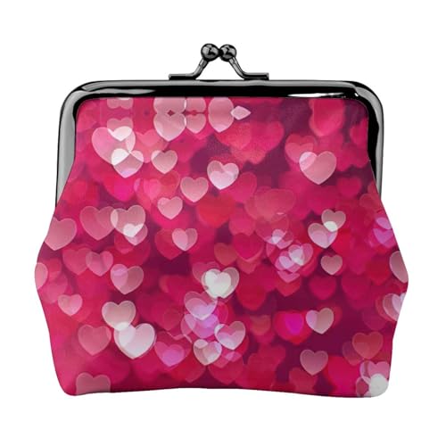 Valentinstag Love Heart Print Portable Women Coin Purse Cute Mini Zipper Wallet with Kiss Lock Credit Cards, Black, One Size von CADREWY