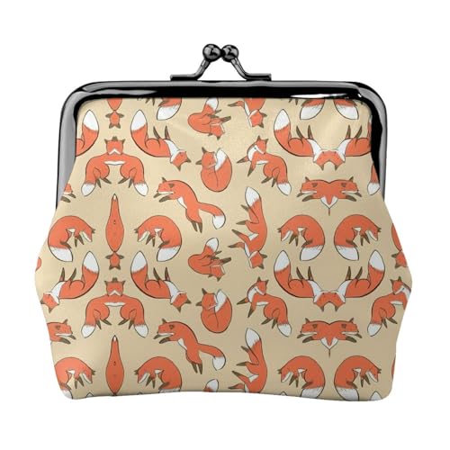 Viele Füchse Druck Tragbare Frauen Münzbörse Niedlich Mini Reißverschluss Geldbörse mit Kiss Lock Kreditkarten Schwarz Einheitsgröße von CADREWY