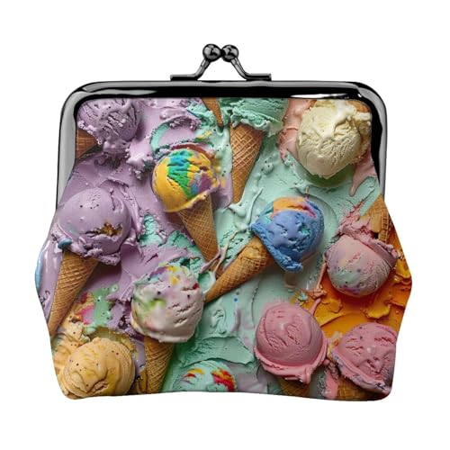 Viele farbige Eiscreme-Druck, tragbare Damen-Münzgeldbörse, niedliche Mini-Geldbörse mit Reißverschluss, mit Kuss-Lock-Kreditkarten von CADREWY