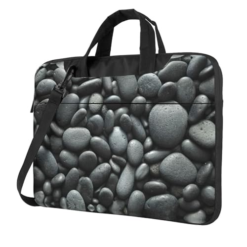 Viele schwarze Kieselsteine, schützende Laptoptasche, vielseitige Taschen, Computertasche, weich, für Damen und Herren von CADREWY
