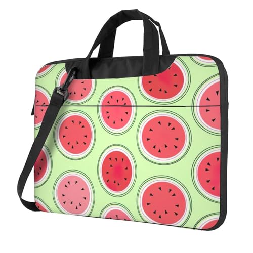 Wassermelonen-Grüner Druck, schützende Laptoptasche, vielseitige Taschen, Computertasche, weich, für Damen und Herren, Schwarz, 13 inch von CADREWY