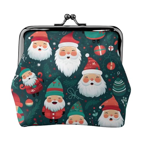 Weihnachten Cartoon Santa Claus Print Tragbare Frauen Münzbörse Niedlich Mini Reißverschluss Geldbörse mit Kussschloss Kreditkarten Schwarz, Einheitsgröße von CADREWY