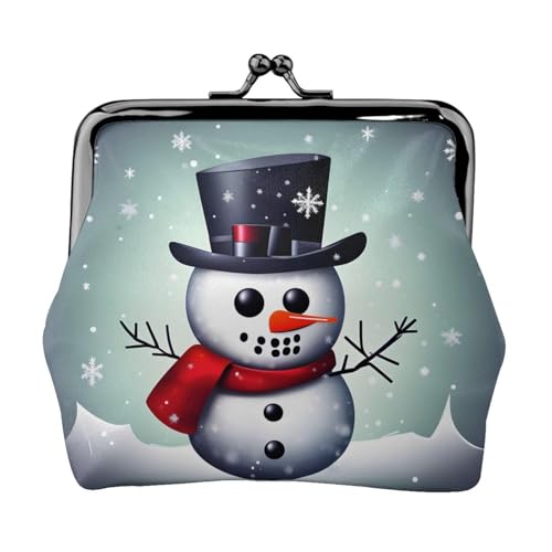 Weihnachten Schneemann Druck Tragbare Frauen Münzbörse Niedlich Mini Reißverschluss Geldbörse mit Kussschloss Kreditkarten Schwarz Einheitsgröße von CADREWY