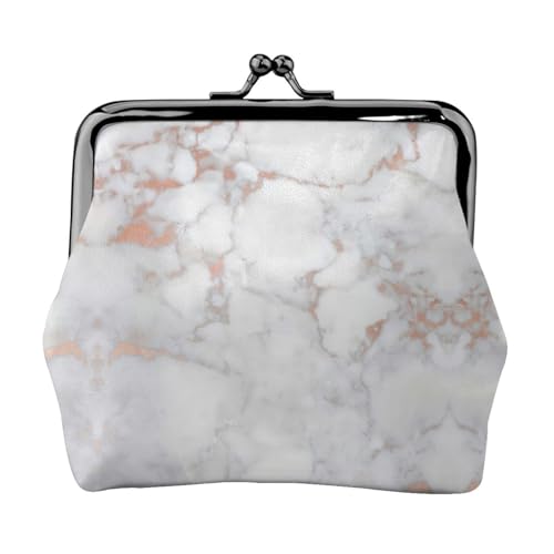 Weiße Marmor-Roségold-Druck, tragbare Damen-Münzgeldbörse, niedlich, Mini-Reißverschluss, Geldbörse mit Kussschloss, Kreditkarten, Schwarz, Einheitsgröße von CADREWY