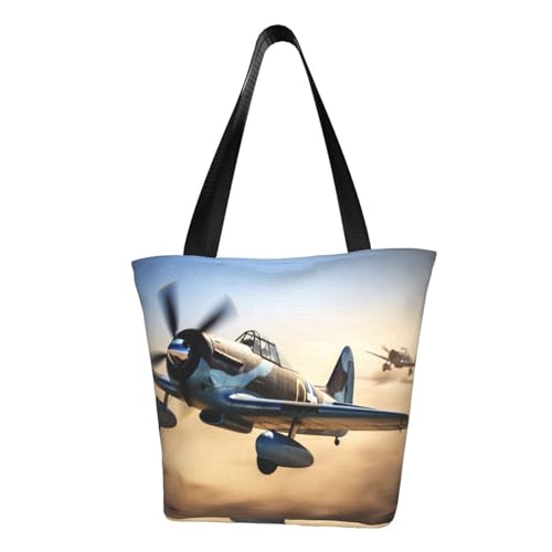 Weltkrieg Flugzeug 2 Druck Bequeme Schultertasche Sommer Handtasche Reise Strand Arbeit Alltag Vielseitig Tragen von CADREWY