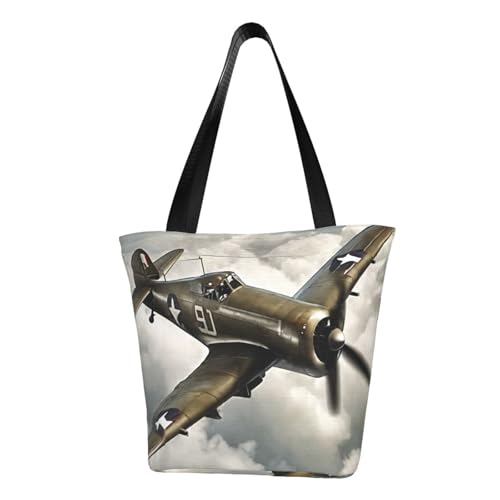 Weltkrieg Flugzeug Flugzeug 04 Druck Bequeme Schultertasche Sommer Handtasche Reise Strand Arbeit Alltag Vielseitig Tragen von CADREWY