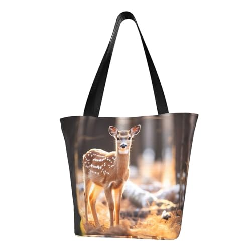 Whitetail Hirsch Rehkitz in Wildnis Hirsch Druck Bequeme Schultertasche Sommer Handtasche Reise Strand Arbeit Alltag Vielseitig Tragen von CADREWY