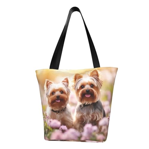 Yorkie Floral3 Print Bequeme Schultertasche Sommer Handtasche Reise Strand Arbeit Alltag Vielseitig Tragen von CADREWY