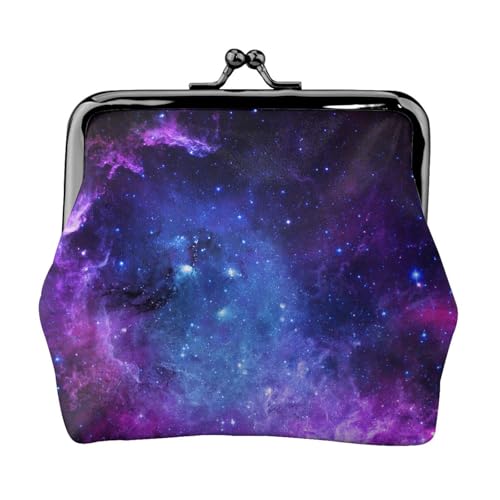 galaxy Print Portable Women Coin Purse Cute Mini Zipper Wallet with Kiss Lock Credit Cards, Black, One Size von CADREWY
