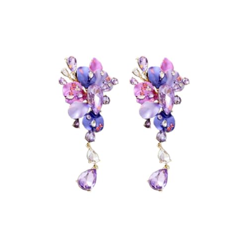 Übertriebene Blumen-Ohrringe, Vintage-Statement-Ohrringe, Übertriebene Statement-Ohrringe, Lila Strass-Blumen-Ohrringe, Thanksgiving, Weihnachten, Schmuck, Geschenk Für Frauen Und Mädche von CAEITLRSO