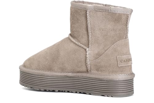 CAFèNOIR DR6017 Taupe Mammut für Damen aus Nubuk mit Kunstfell und hohem Keilabsatz, Taupe, 36 EU von CAFèNOIR